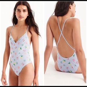 J. Crew | seersucker fruity one piece swimsuit